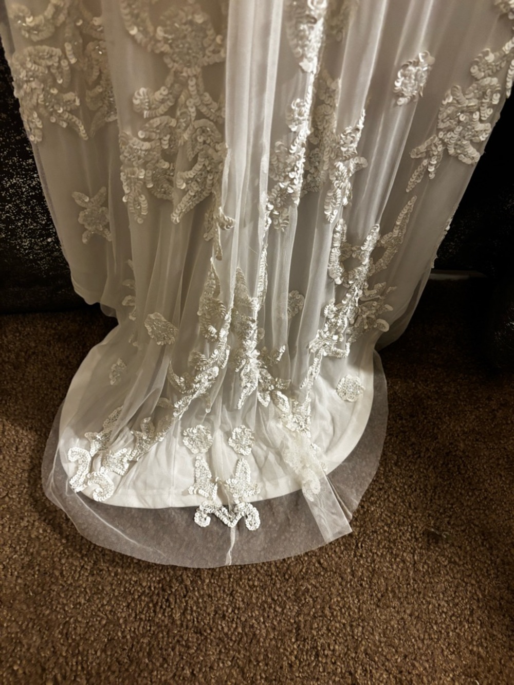 NWT Everlasting Passion White Sequin Beaded Backless Maxi Wedding Dress Bride - Picture 8 of 10